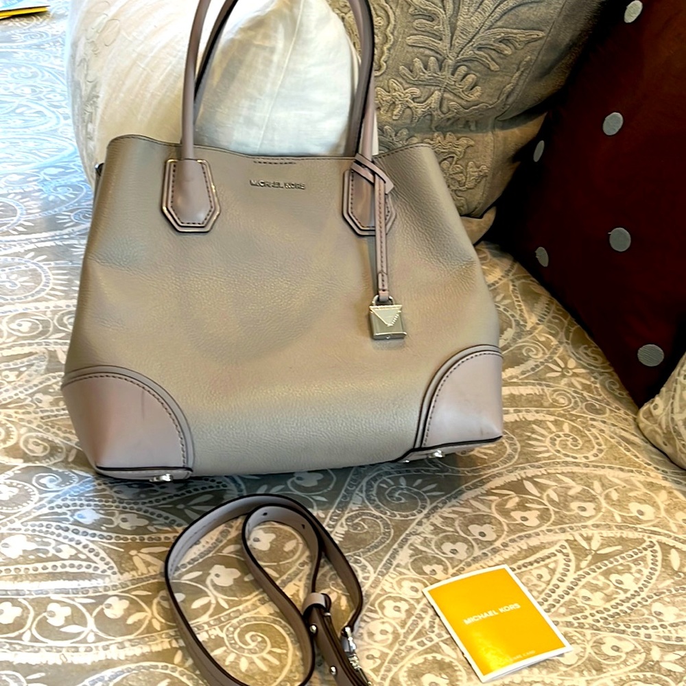 Michael Kors Gray Purse Crossbody, long or short strap